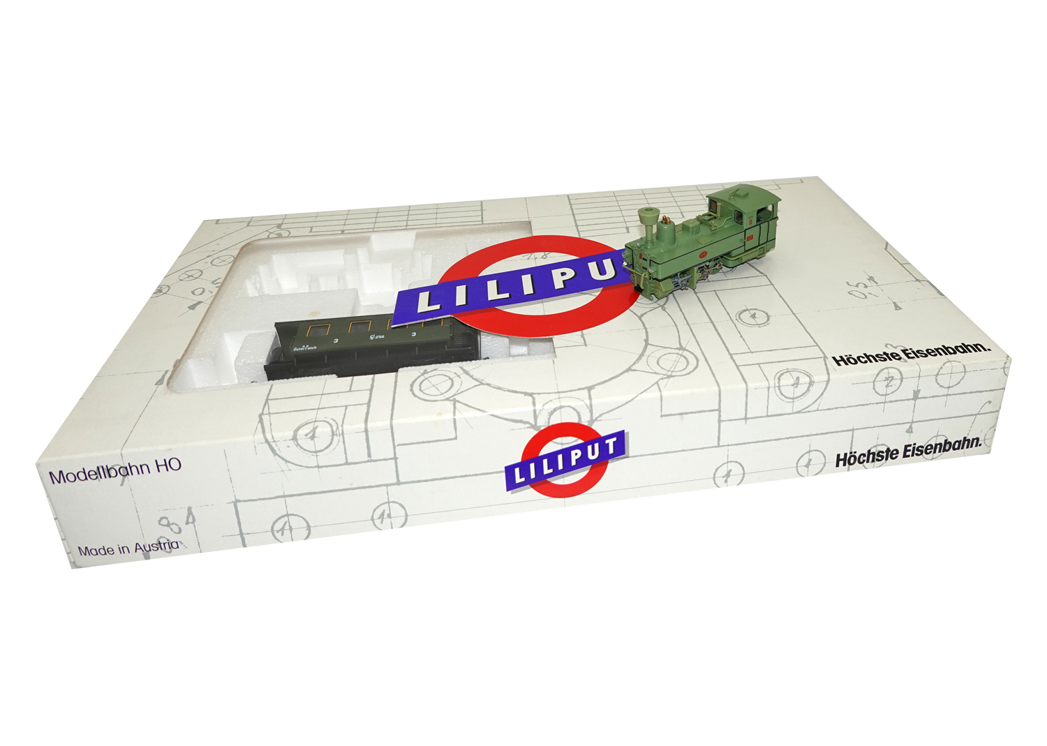 Liliput H0e 723 ÖBB Tenderlok mit 3 Wagen DC