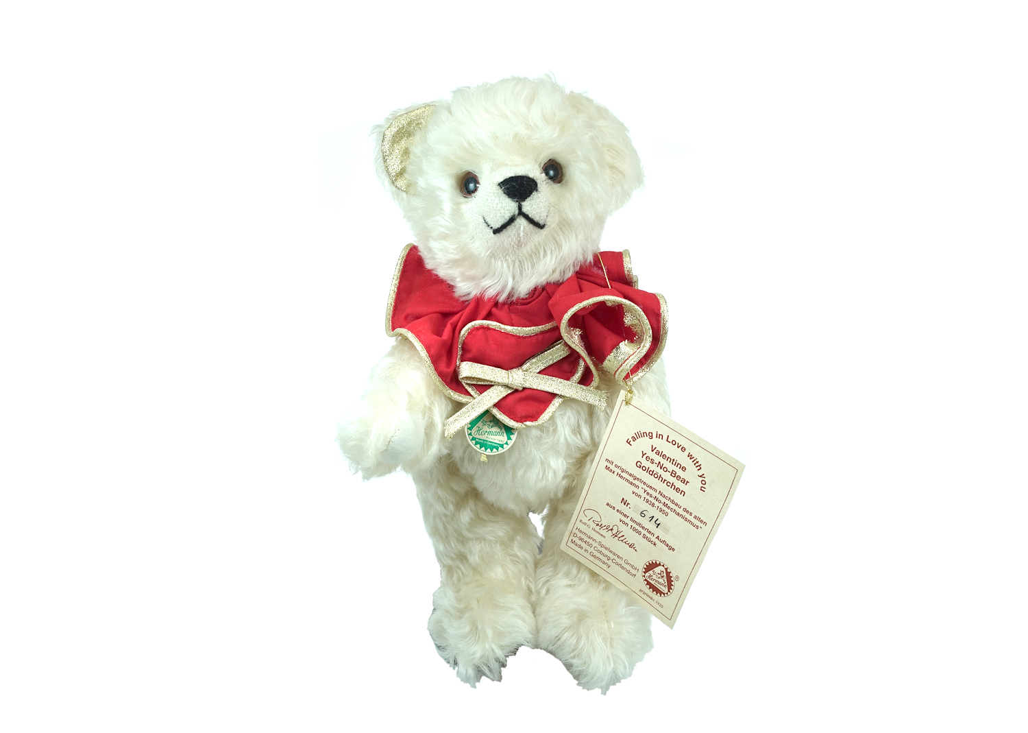 Hermann Teddybär Valentine Yes-no-Bear Goldöhrchen 30 cm