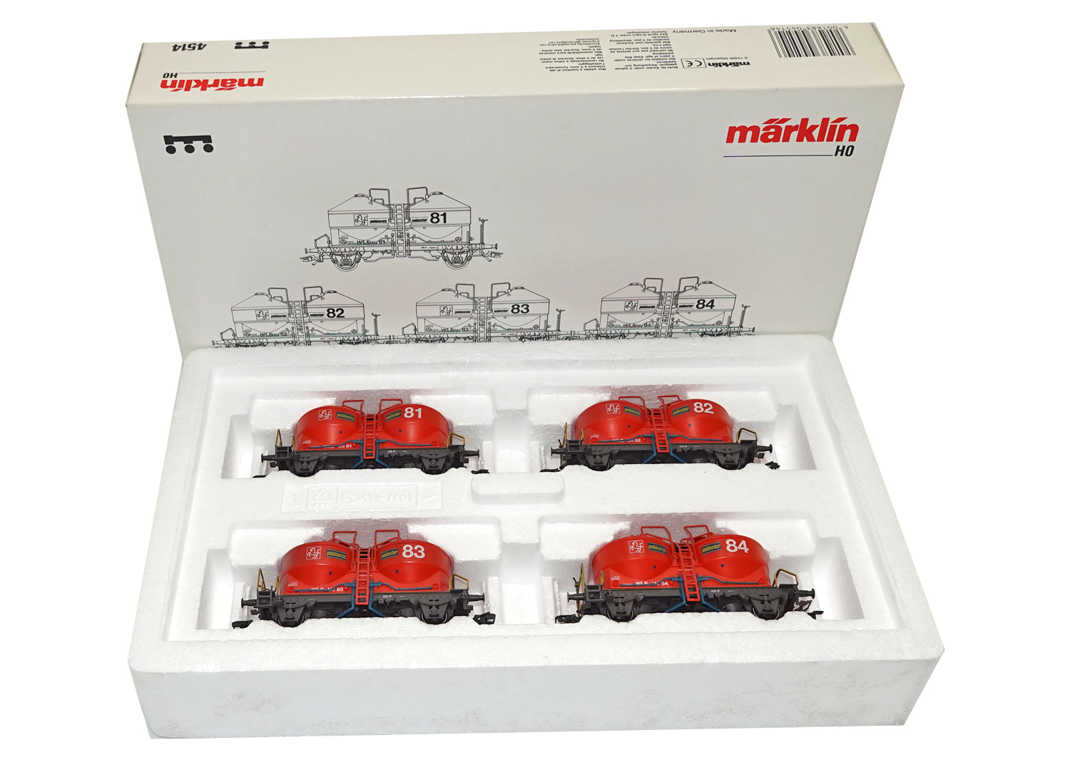 Märklin 4514 WLE Silowagen Set 4-tlg. rot 