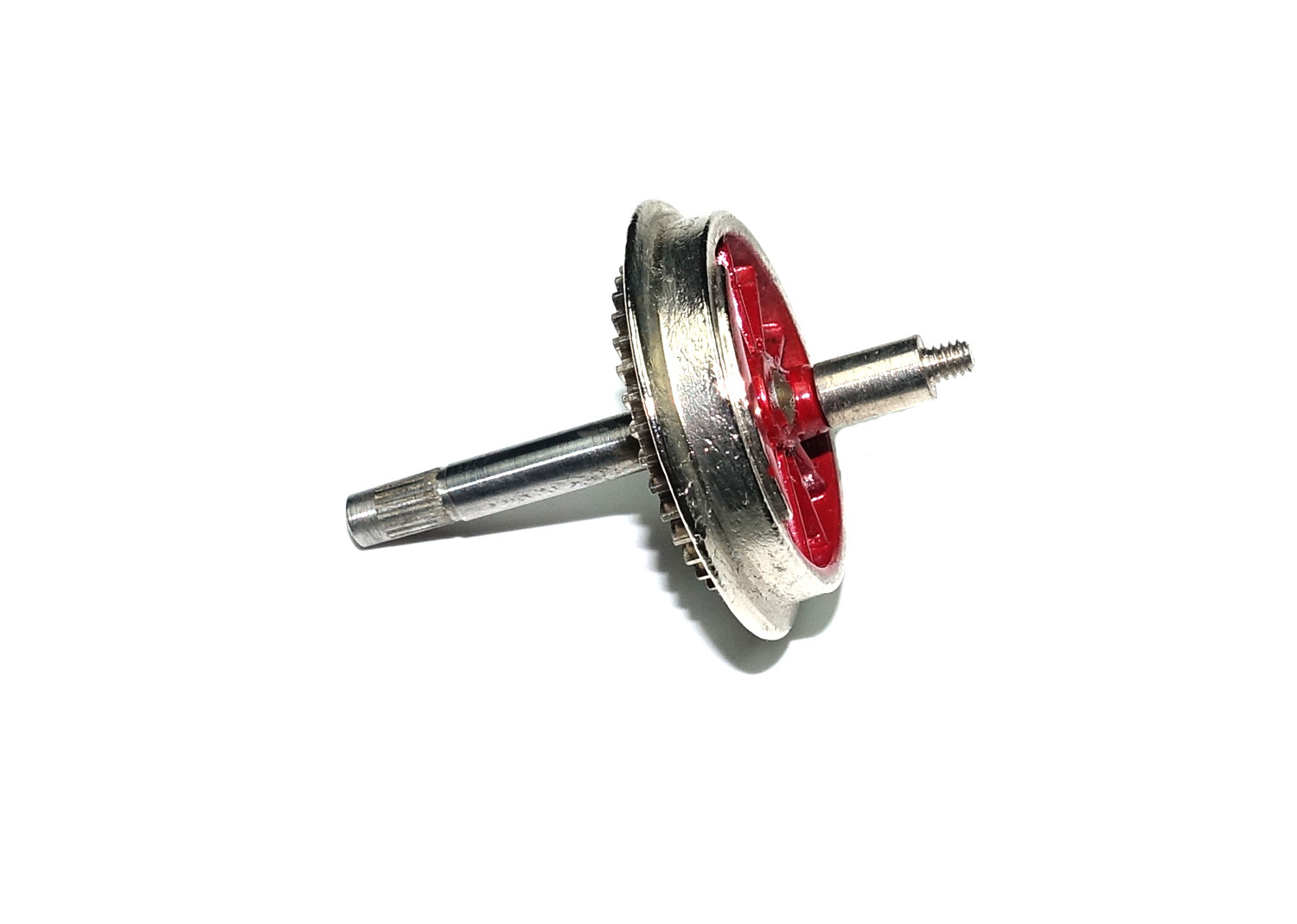 Buco H0 Speichenrad rot mit Zahnrad Achse Kurbelzapfen 