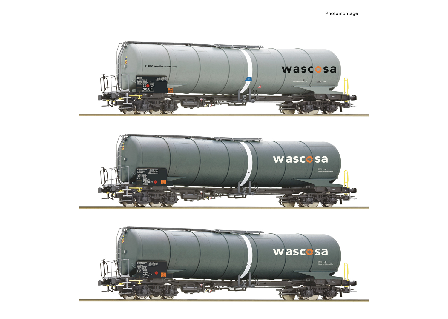 Roco 6600143 Wascosa 3-tlg. Set: Kesselwagen grau 