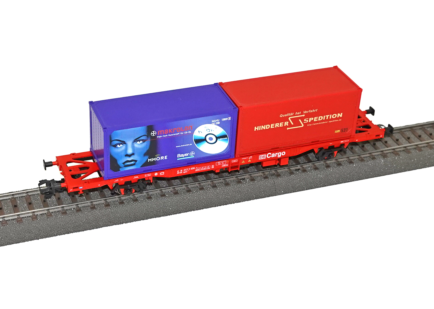 Märklin 47703 DB Containertragwagen Makrolon und Hinderer Spedition MHI
