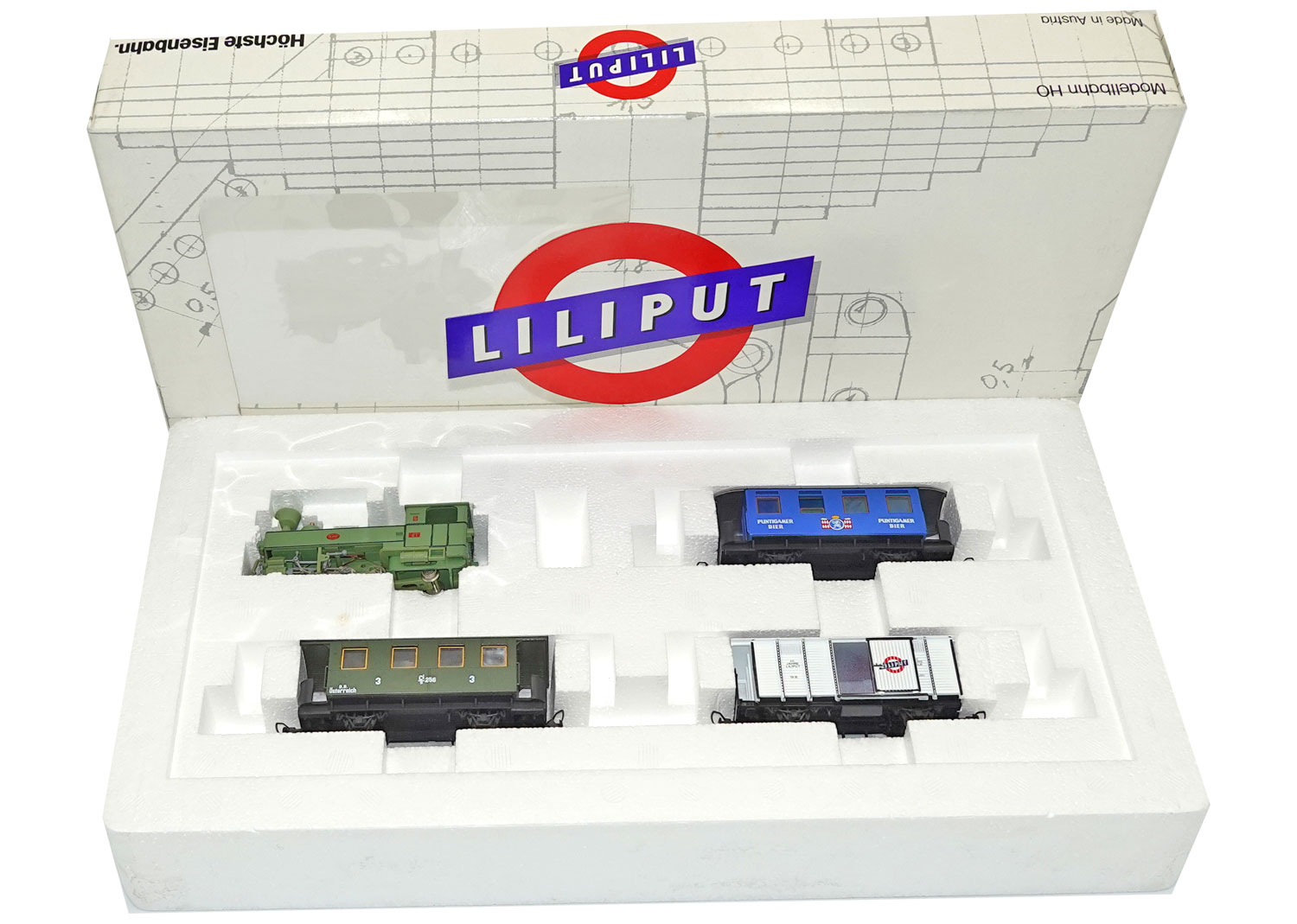 Liliput H0e 723 ÖBB Tenderlok mit 3 Wagen DC