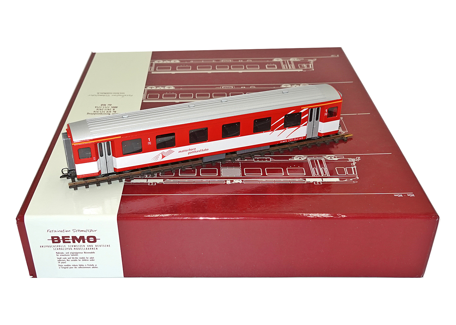 Bemo 3276554 MGB Personenwagen A 2074 