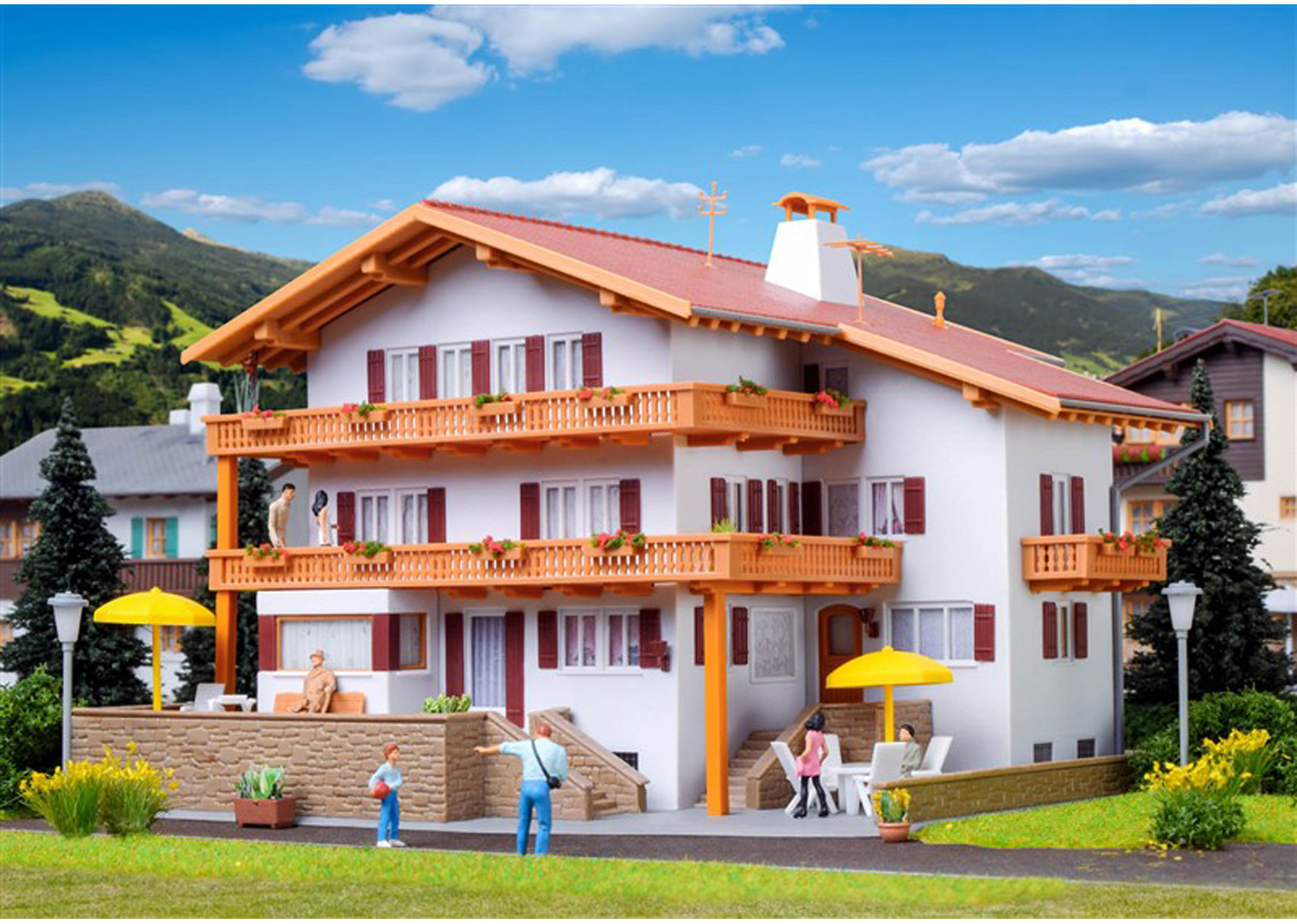 Kibri 38077 Alpenhof inkl. Etageninnenbeleuchtung, Funktionsbausatz 