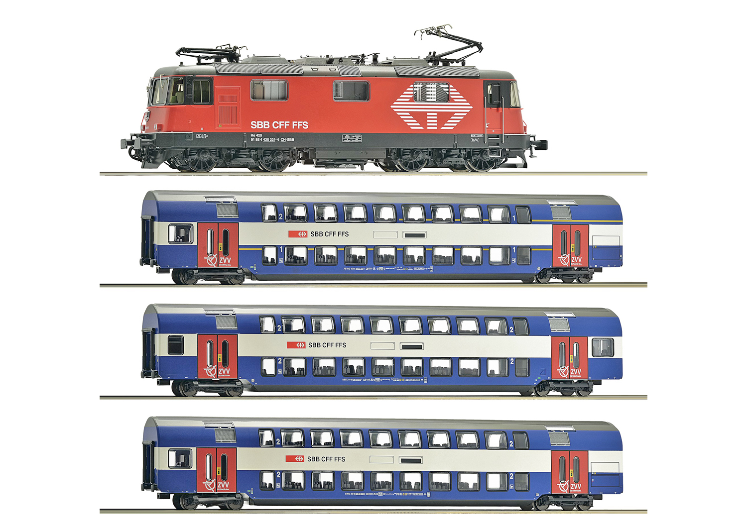 Roco 61442 SBB Zugset Re 420 mit 3 Doppelstockwagen 1. Halbzug DC